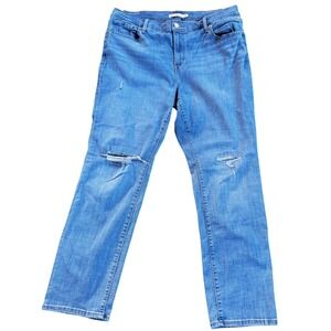 Levi's 724 High Rise Light Wash Straight Leg Distressed Jeans Women's Size‎ 16W